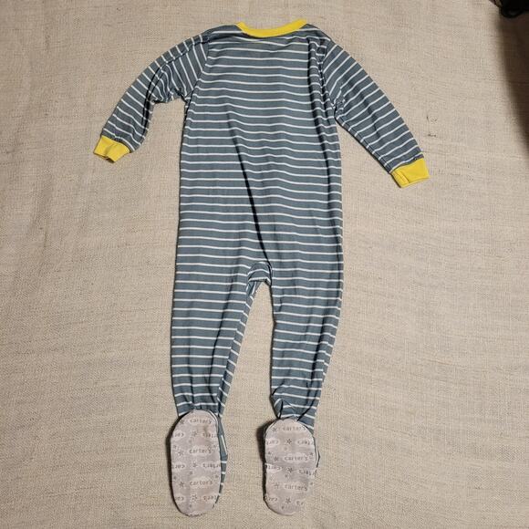 Carter's Zip Up Footled Pjs Pajamas Size 24M Stripes and Dump Truck - Picture 6 of 6